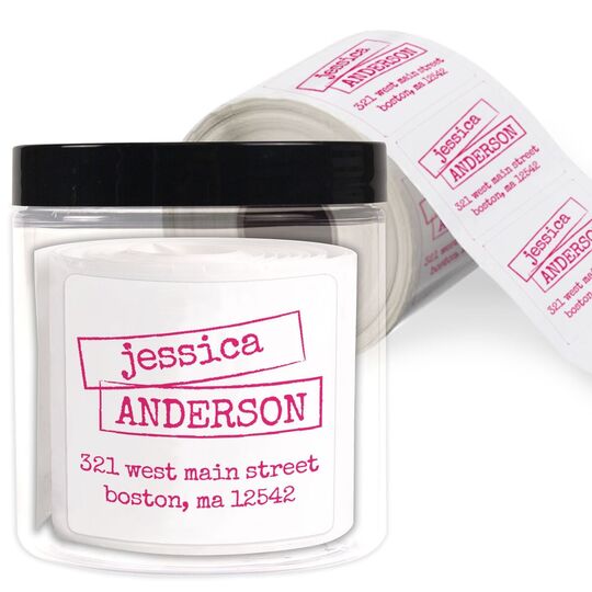 Stacked Blocks Square Address Labels in a Jar